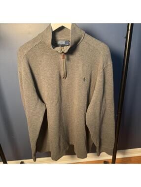 Polo Ralph Lauren 2000s Era Gray Quarter Zip Sweater XXL Cotton Pullover